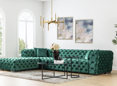 Corner sofa L-shape Sofa Couch Design Couches Upholstery Textile new Corner Suite Green